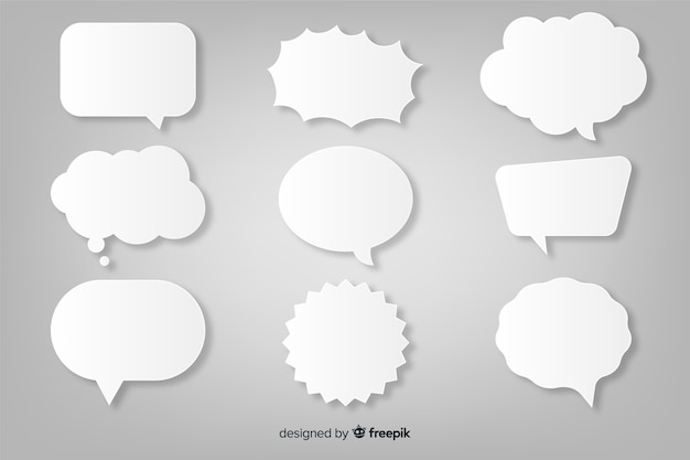 Paper style flat speech bubble collection