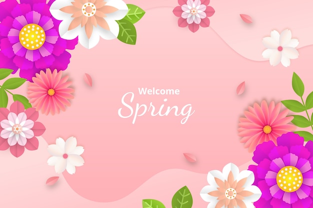 Free vector paper style floral background for spring