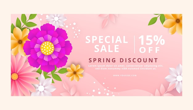 Paper style floral sale banner template for spring