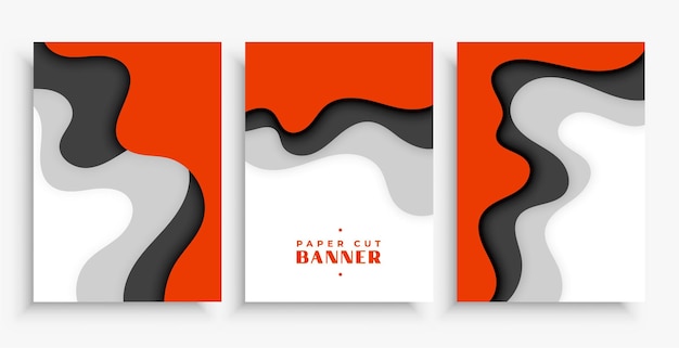 Free vector paper style fluid smooth motion abstract banner in collection