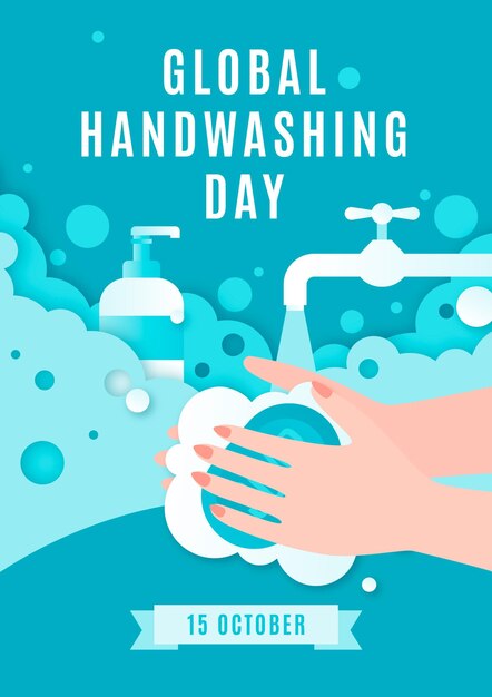 paper style global handwashing day vertical flyer template