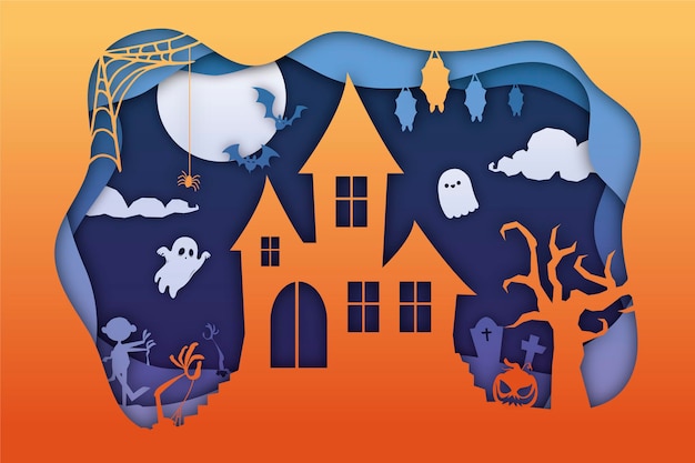 Paper style halloween background