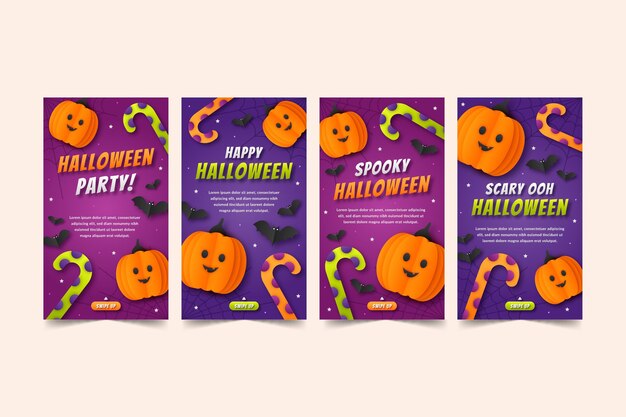 Paper style halloween instagram stories collection