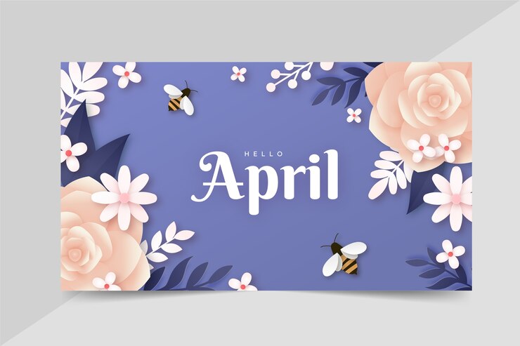 Free Vector paper style hello april banner or background