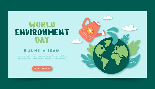 Paper style horizontal banner template for world environment day celebration