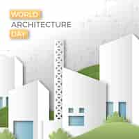 Free vector paper style illustration for world architecture day celebration