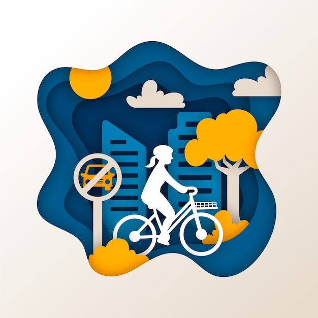 Paper style illustration for world car free day