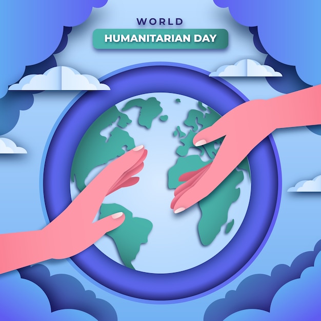 Paper style illustration for world humanitarian day