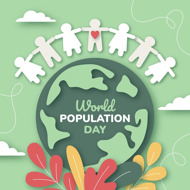 Paper style illustration for world population day