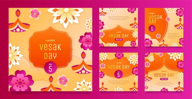 Raccolta di post su instagram in stile cartaceo per la celebrazione del festival vesak