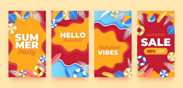 초목이 있는 여름을 위한 종이 스타일 인스타그램 스토리 모음