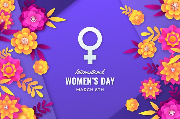 Paper style international women's day background