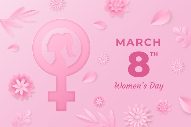 Paper style international women's day background