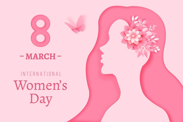 Paper style international women's day background