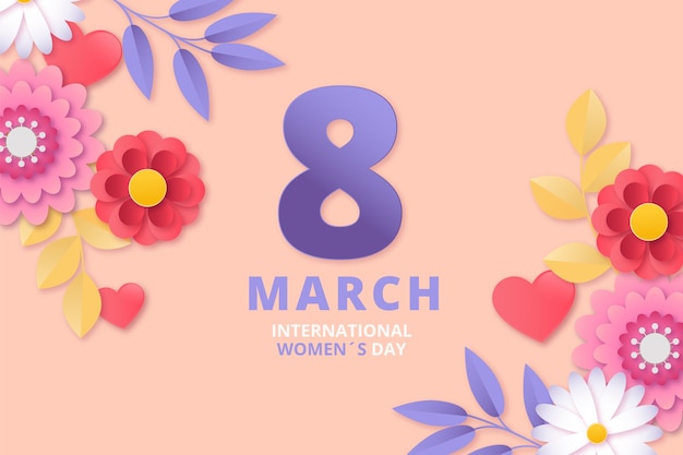 Paper style international women's day background