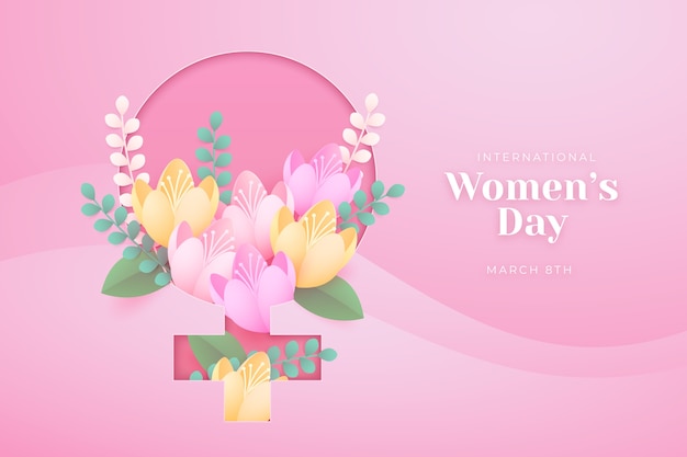 Paper style international women's day background