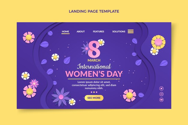 종이 스타일 국제 여성의 날 방문 페이지 템플릿