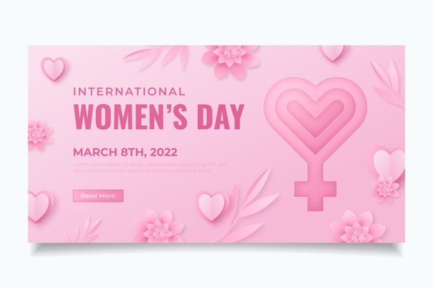 Paper style international women's day social media post template