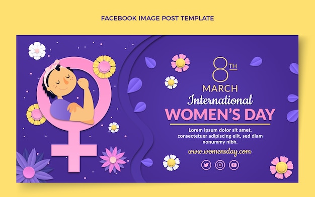 紙のスタイルの国際女性の日ソーシャルメディア投稿テンプレート