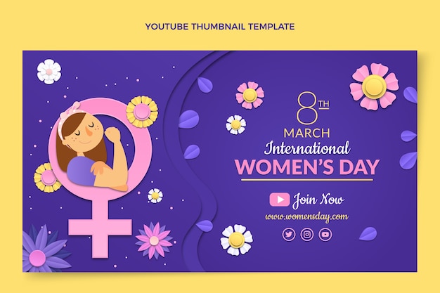 紙のスタイルの国際女性の日youtubeサムネイル