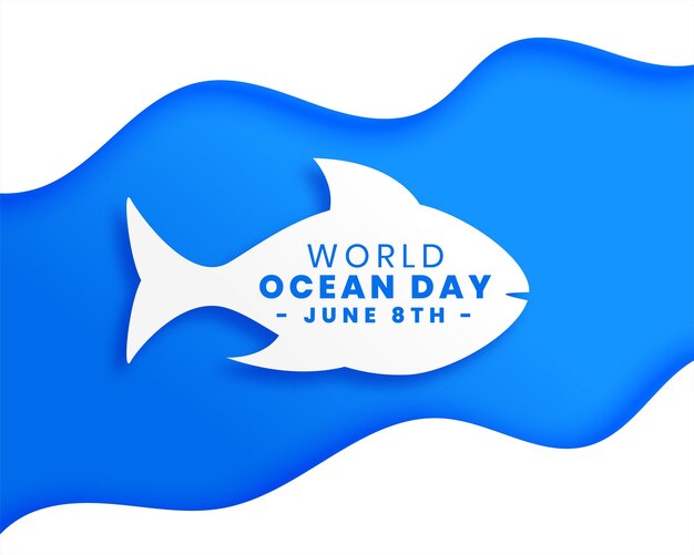 Плакат Международного дня океана в бумажном стиле
