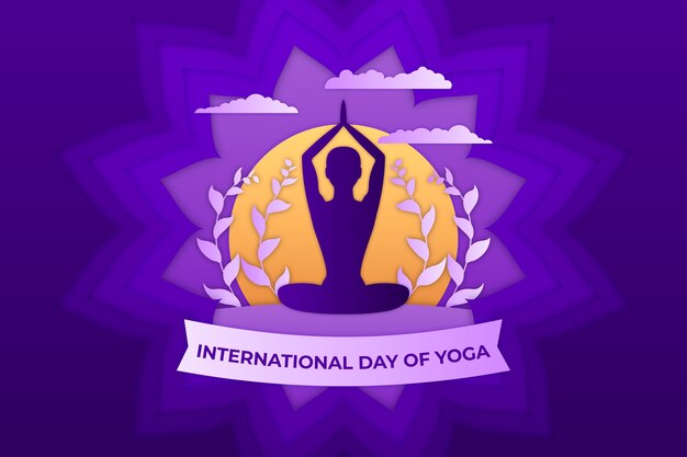 Международный день йоги в бумажном стиле