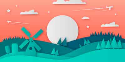 Free vector paper style landscape design