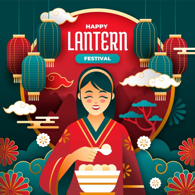 Free vector paper style lantern festival illustration