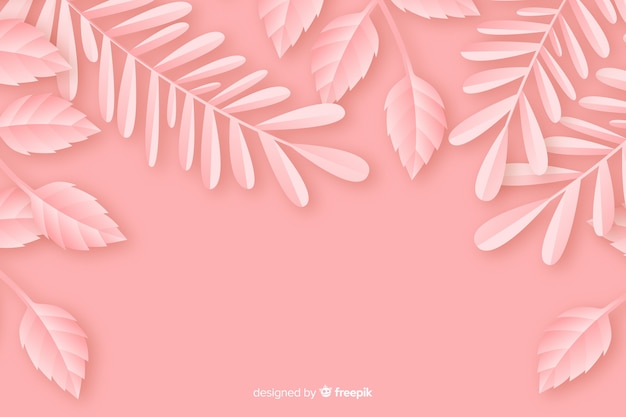 Free vector paper style monochrome background with leaves