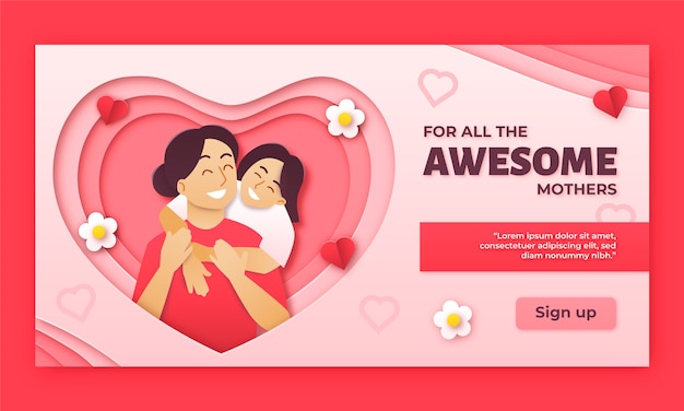 Paper style mother's day social media promo template