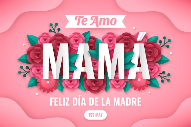 Sfondo floreale di carta stile festa della mamma in spagnolo