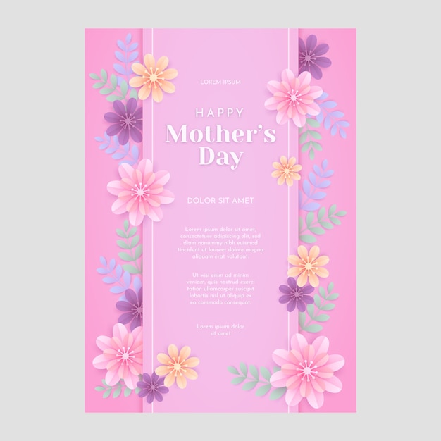 Free vector paper style mothers day flyer template