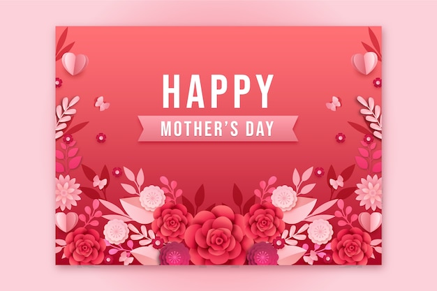 Free vector paper style mothers day greeting card template