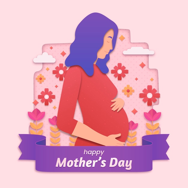 Free vector paper style mothers day illustration