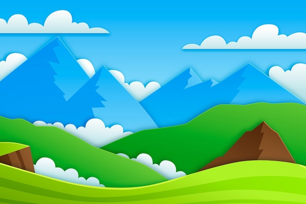 Free vector paper style mountain landscape