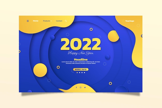 Free vector paper style new year landing page template