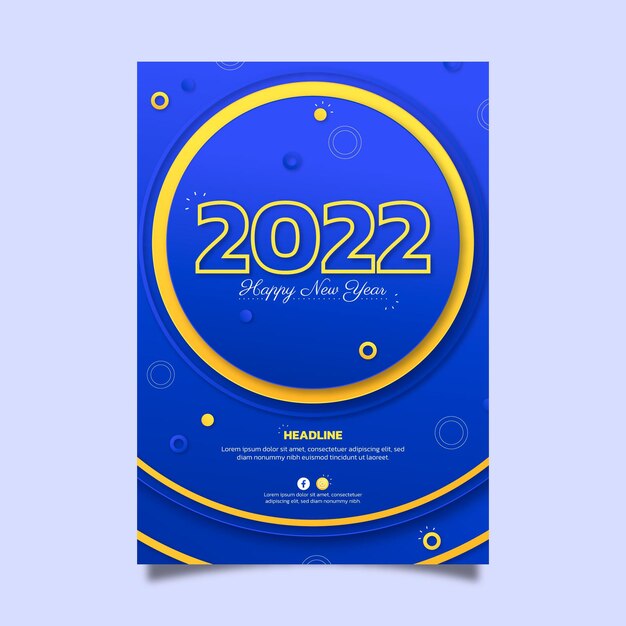 Paper style new year vertical poster template