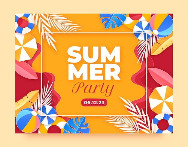 Free vector paper style photocall template for summertime with vegetation