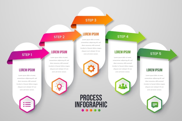 Modello di infografica processo stile carta