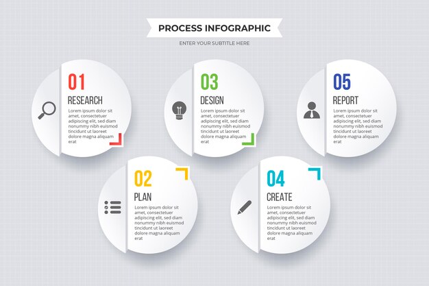 종이 스타일 프로세스 infographic 템플릿