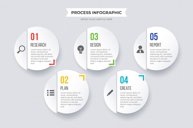 紙のスタイルのプロセスのインフォグラフィックテンプレート