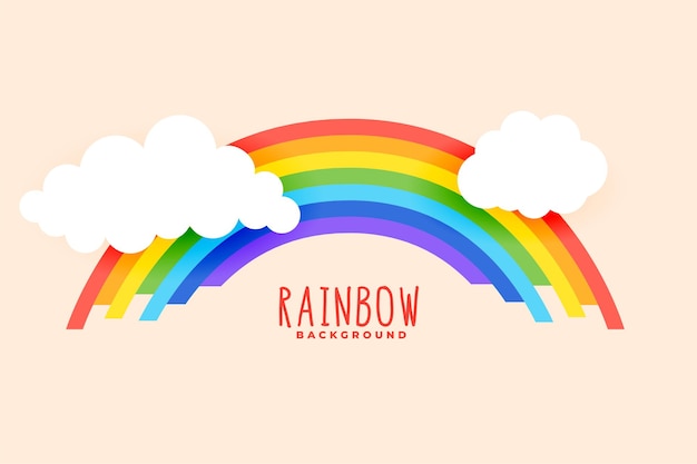 Free vector paper style rainbow with clouds