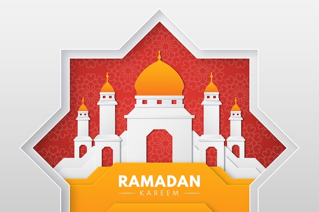 Free vector paper style ramadan background