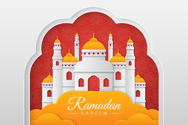 Free vector paper style ramadan background