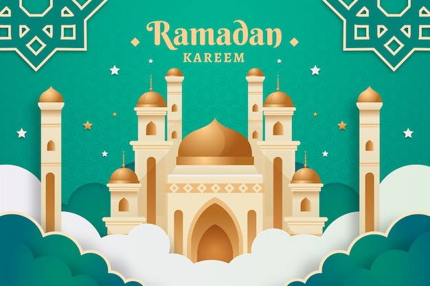 Free vector paper style ramadan background