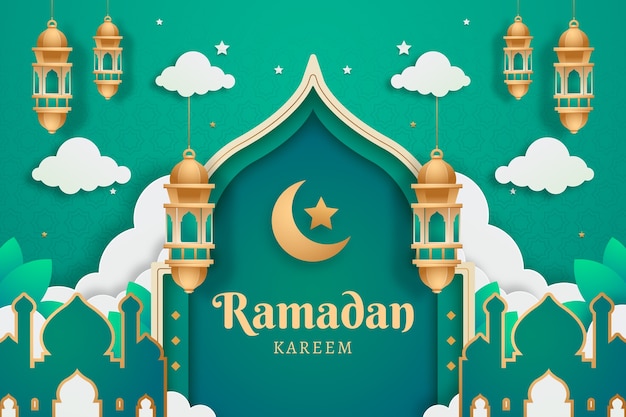 Paper style ramadan background