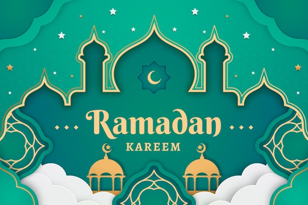 Paper style ramadan background