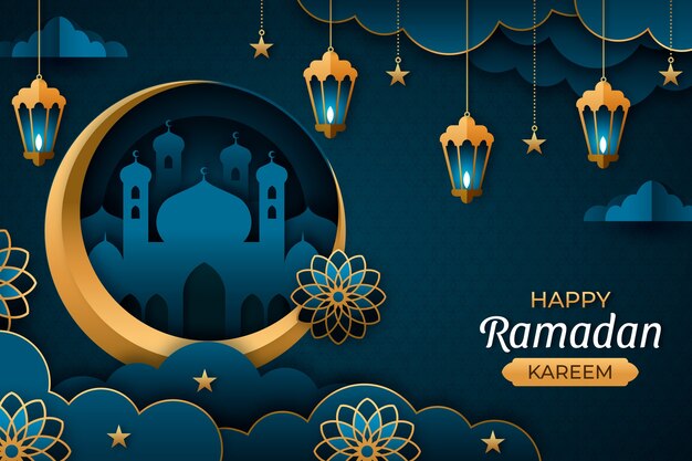 Paper style ramadan background