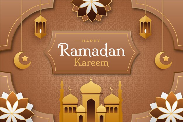 Paper style ramadan celebration background