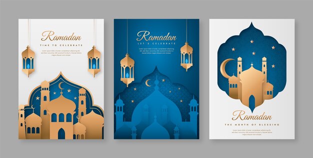 paper style ramadan celebration greeting cards collection